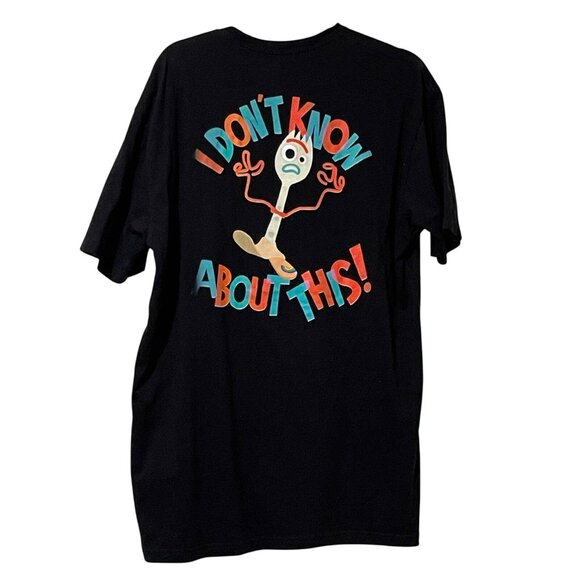 Disney Pixar Forky "I Dont Know About This!" Black Graphic T-Shirt XL - Picture 2 of 8